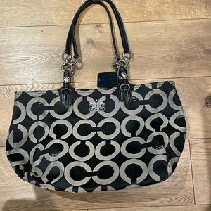 Coach blow out sale! Coach black and silver signature shoulder tote